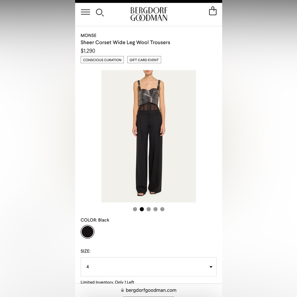 MONSE
Sheer Corset wide leg wool leg Trousers